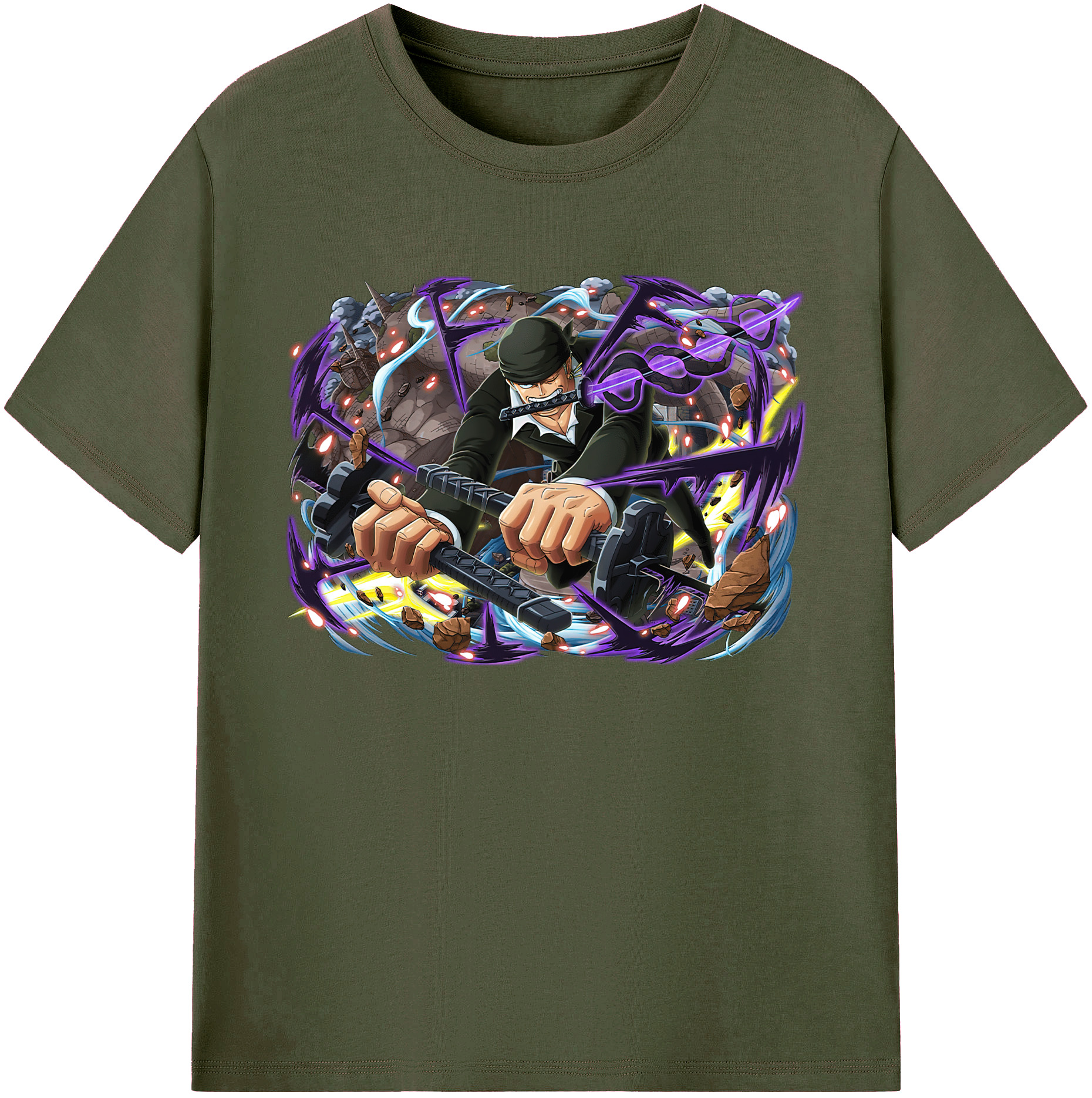 ワンピース ロロノア・ゾロ ONE PIECE Roronoa Zoro 綿100％ メンズ半袖Tシャツ｜肌触りやわらか＆通気性